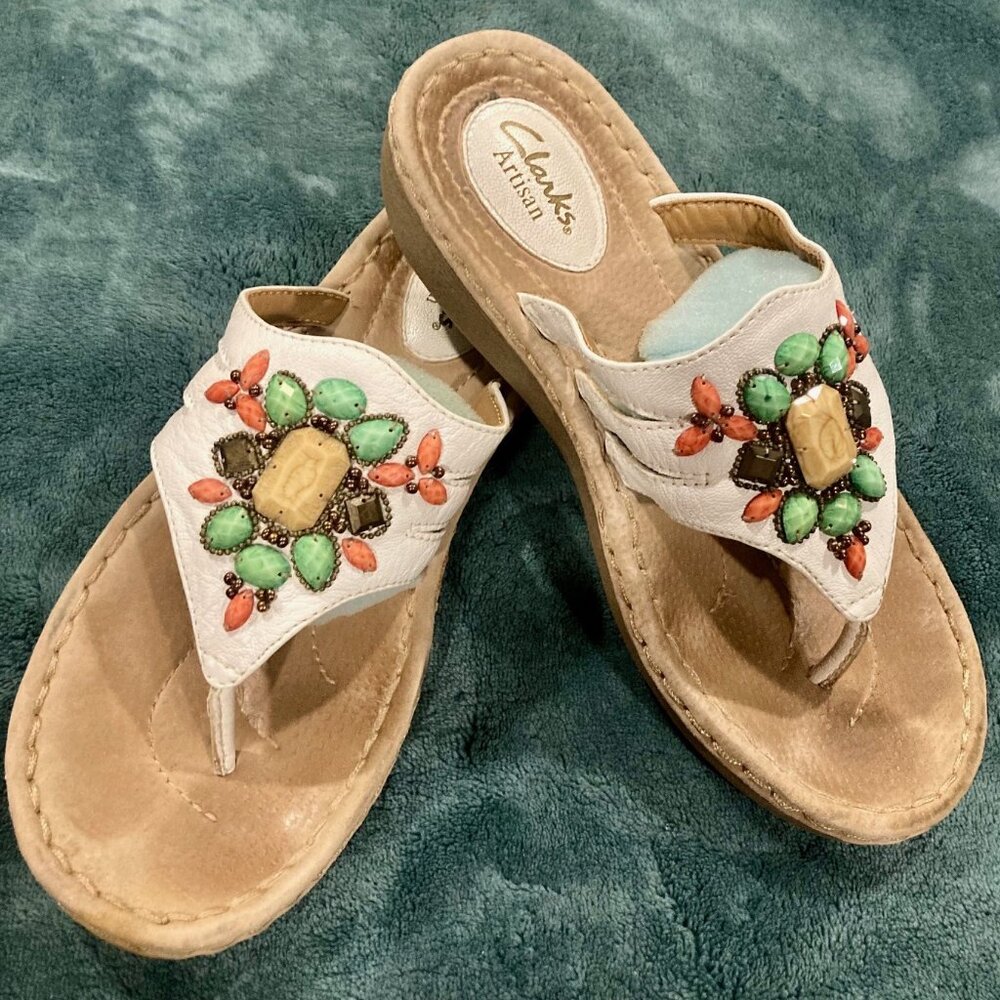 Clarks Artisan Beaded Leather Sandles - Size 7.5